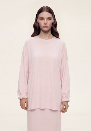 Лонгслив со швом из джерси розовый